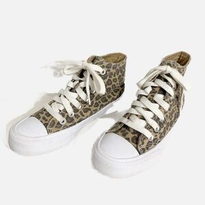 No Boundaries NoBo Leopard Print High Top Chunky Canvas Sneakers 👟🐆⚪️🟤 Size 6